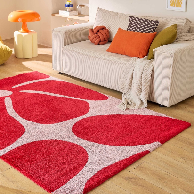 Tapis ABBY rouge motif vintage 200x280 cm