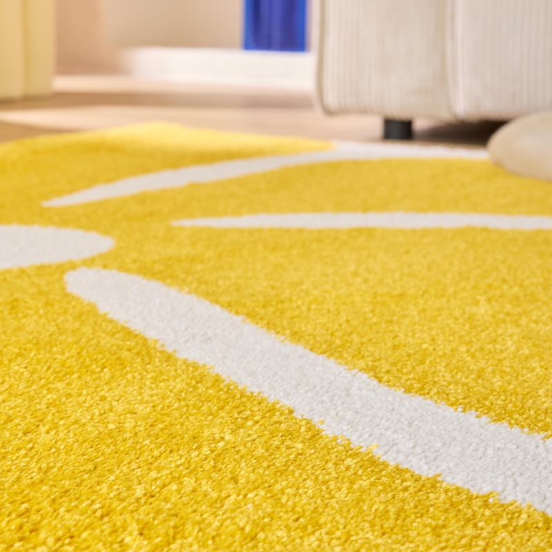 Tapis ABBY jaune motif vintage 80x140 cm