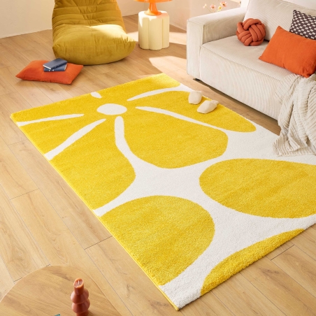 Tapis ABBY jaune motif vintage 120x160 cm