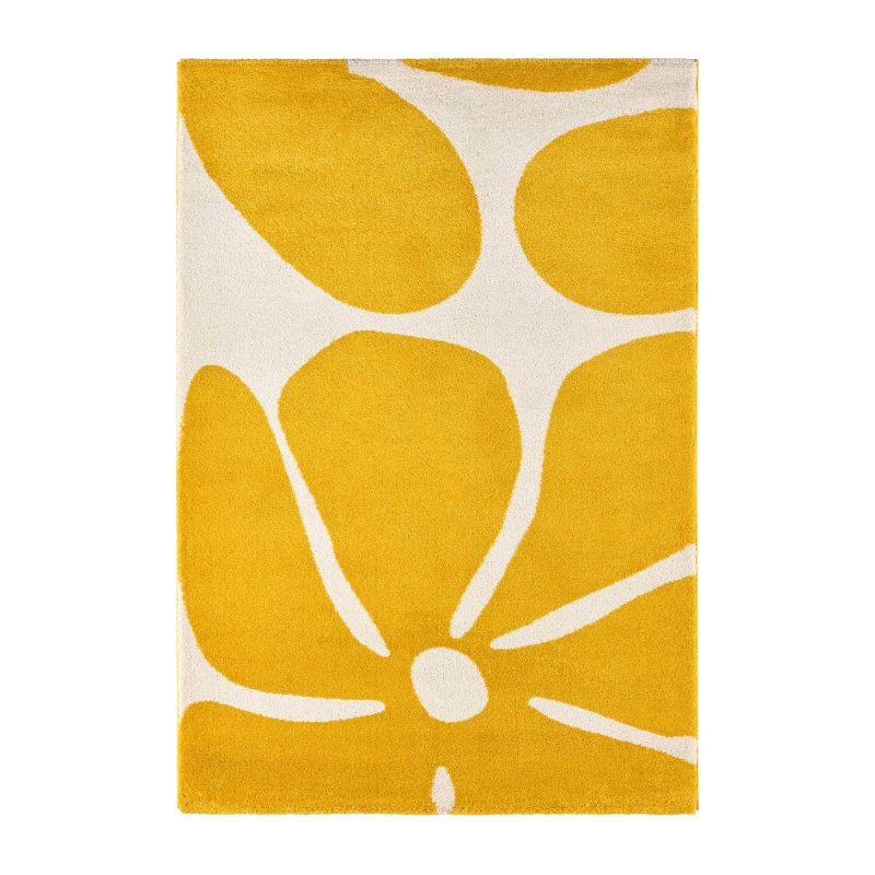 Tapis ABBY jaune motif vintage 160x230 cm