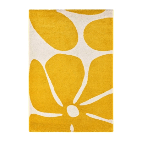 Tapis ABBY jaune motif vintage 200x280 cm