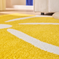 Tapis ABBY jaune motif vintage 200x280 cm