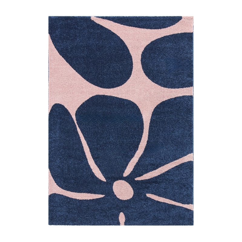 Tapis ABBY bleu motif vintage 80x140 cm