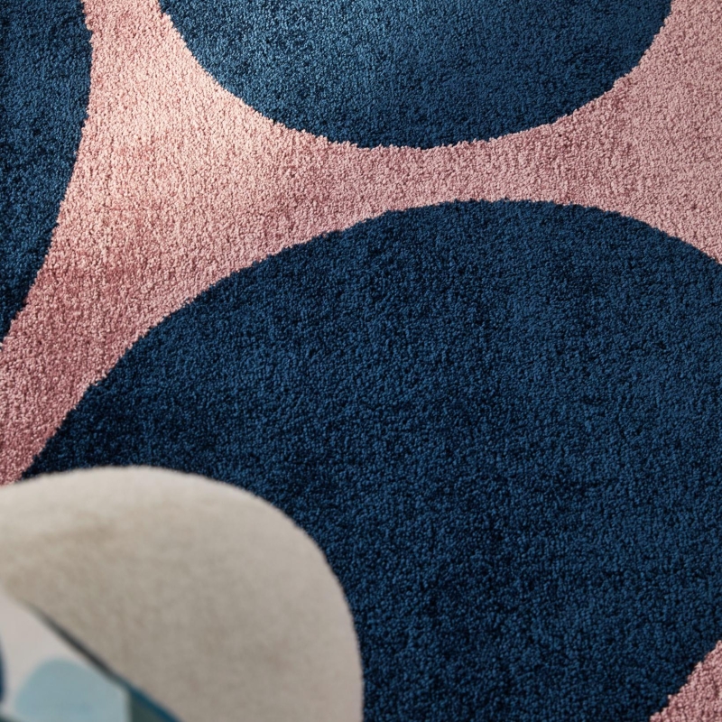 Tapis ABBY bleu motif vintage 120x160 cm