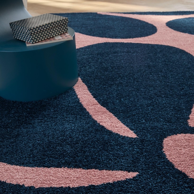 Tapis ABBY bleu motif vintage 120x160 cm