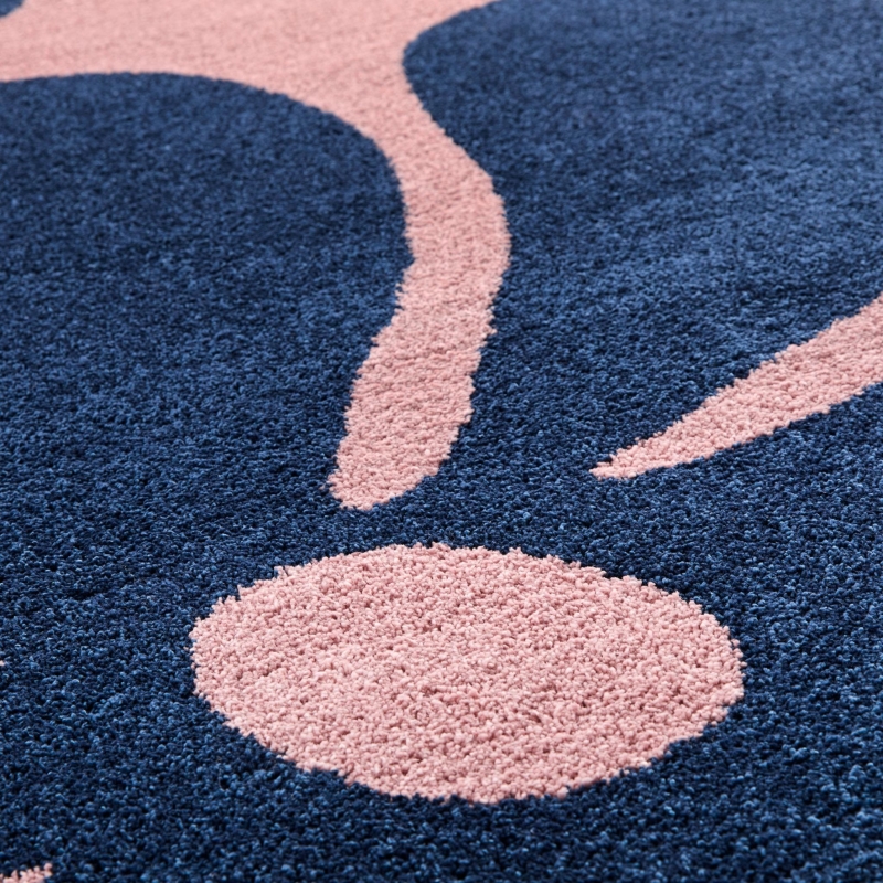 Tapis ABBY bleu motif vintage 120x160 cm