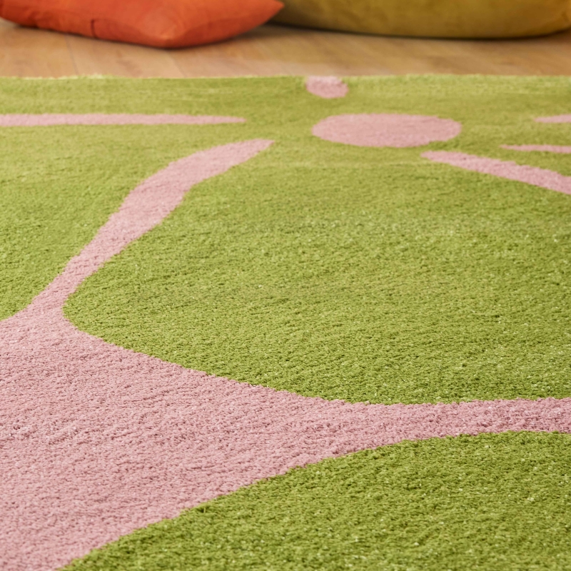 Tapis ABBY vert motif vintage 80x140 cm