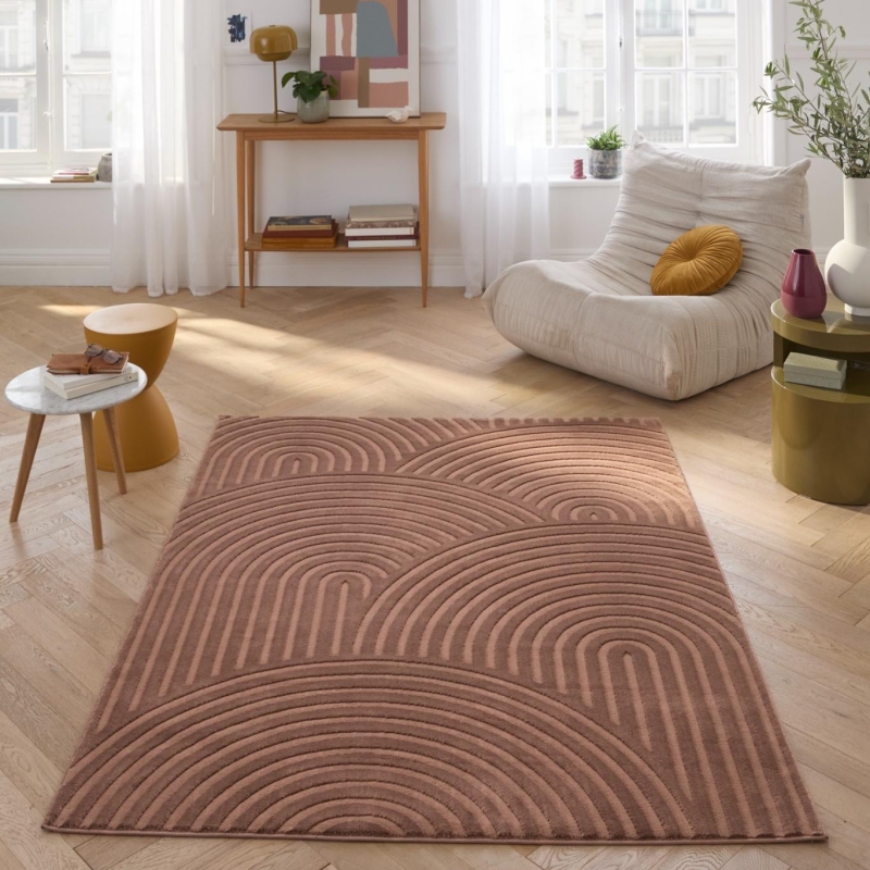 Tapis OLGA moka motif arc en ciel 200x290 cm