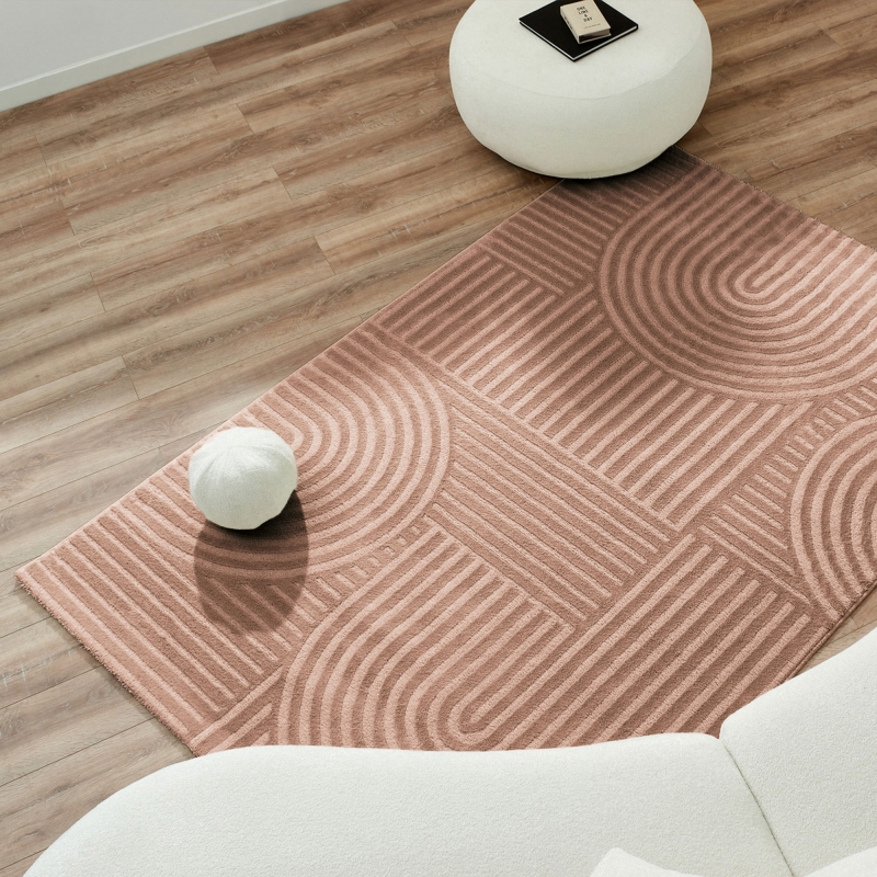 Tapis OLGA moka motif en relief 80x150 cm