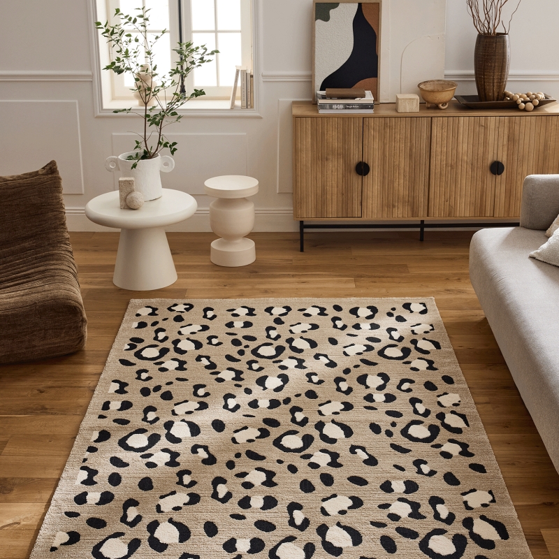 Tapis SAVA beige effet léopard 80x150 cm