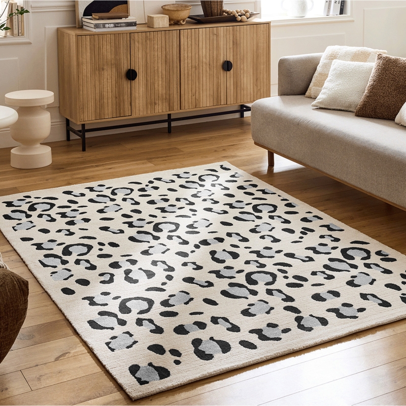 Tapis SAVA crème effet léopard 80x150 cm