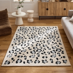 Tapis SAVA crème effet léopard 200x290 cm