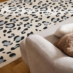 Tapis SAVA crème effet léopard 200x290 cm