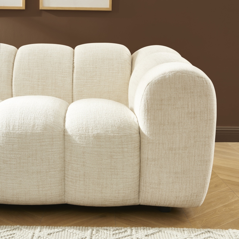 Canapé droit SUNNY 3 places tissu tweed écru