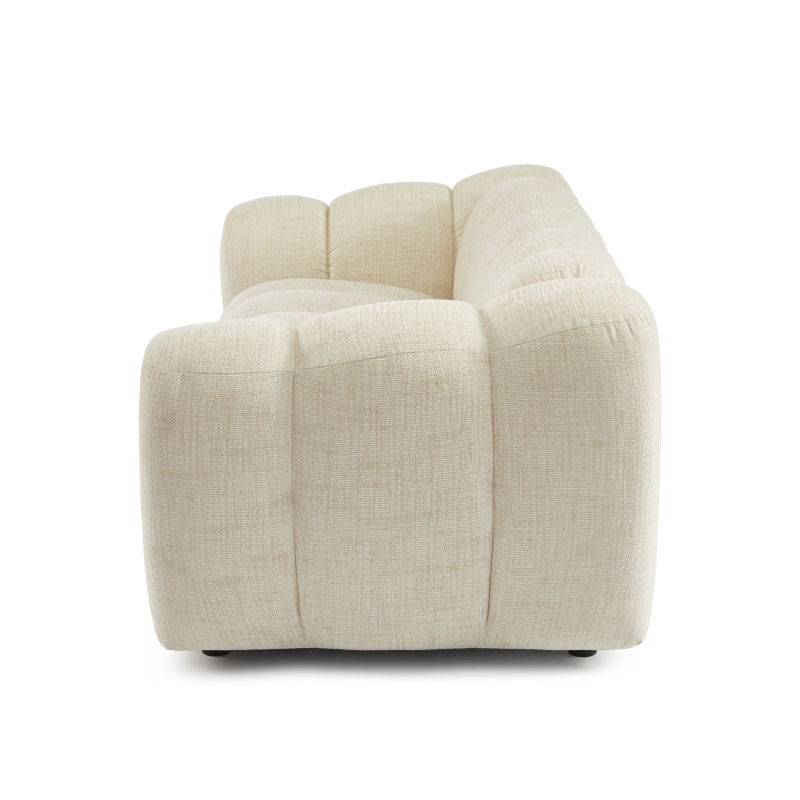 Canapé droit SUNNY 3 places tissu tweed écru