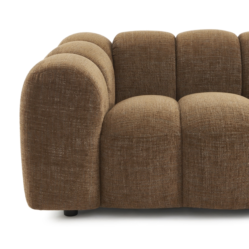 Canapé droit SUNNY 3 places tissu tweed marron