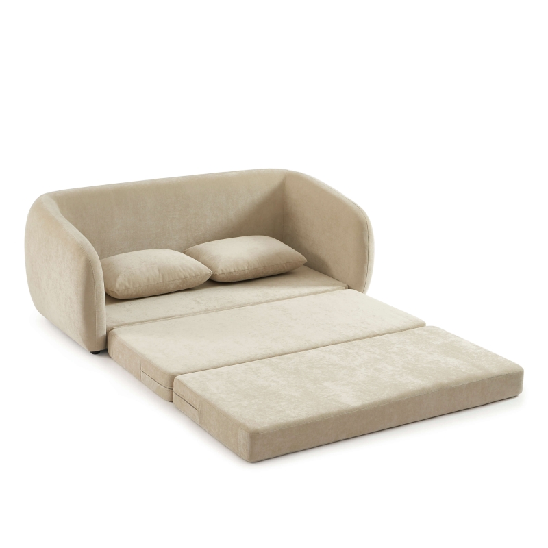 Canapé droit PAZ déplimousse 2 places tissu chenille beige