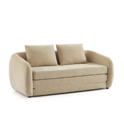 Canapé droit PAZ déplimousse 2 places tissu chenille beige