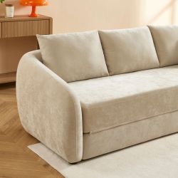 Canapé droit PAZ déplimousse 3 places tissu chenille beige
