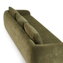 Canapé droit PAZ déplimousse 3 places tissu chenille vert