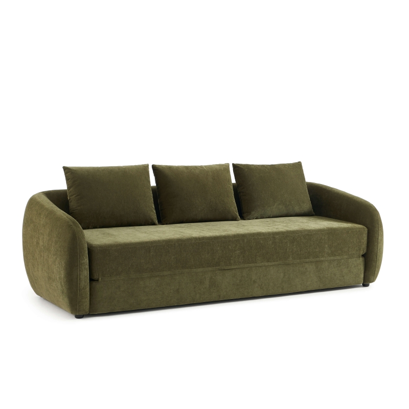 Canapé droit PAZ déplimousse 3 places tissu chenille vert