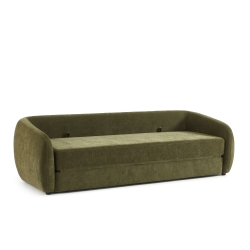 Canapé droit PAZ déplimousse 3 places tissu chenille vert