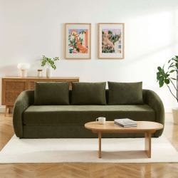 Canapé droit PAZ déplimousse 3 places tissu chenille vert