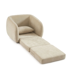 Fauteuil PAZ déplimousse tissu chenille beige