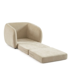 Fauteuil PAZ déplimousse tissu chenille beige
