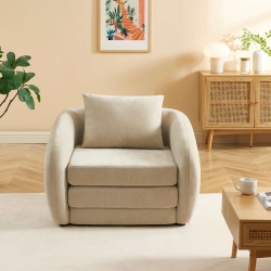 Fauteuil PAZ déplimousse tissu chenille beige