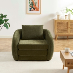 Fauteuil PAZ déplimousse tissu chenille vert