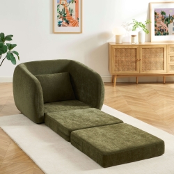 Fauteuil PAZ déplimousse tissu chenille vert