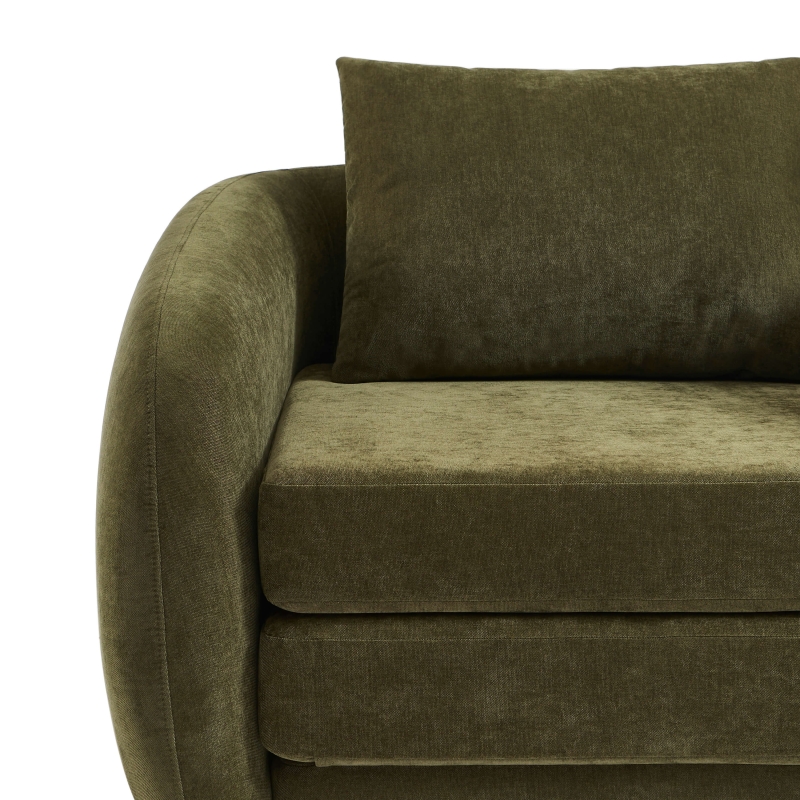 Fauteuil PAZ déplimousse tissu chenille vert