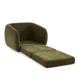 Fauteuil PAZ déplimousse tissu chenille vert