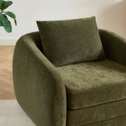 Fauteuil PAZ déplimousse tissu chenille vert