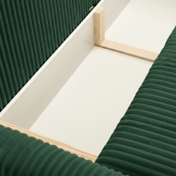 Canapé droit convertible GLORIA 3 places velours côtelé vert kaki