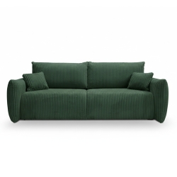 Canapé droit convertible GLORIA 3 places velours côtelé vert kaki