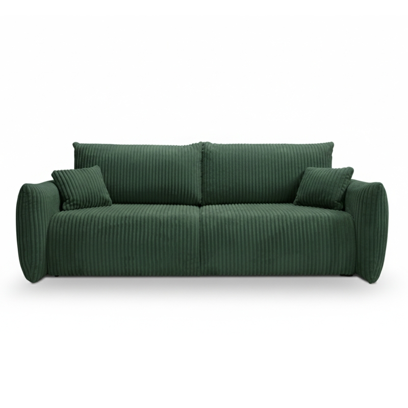 Canapé droit convertible GLORIA 3 places velours côtelé vert kaki