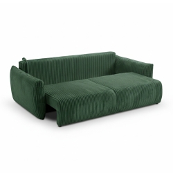 Canapé droit convertible GLORIA 3 places velours côtelé vert kaki