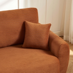 Canapé droit DANILO convertible velours côtelé terracotta 3 places