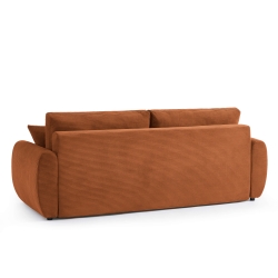 Canapé droit DANILO convertible velours côtelé terracotta 3 places