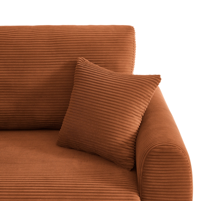 Canapé droit DANILO convertible velours côtelé terracotta 3 places