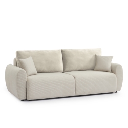 Canapé droit DANILO convertible velours côtelé beige 3 places