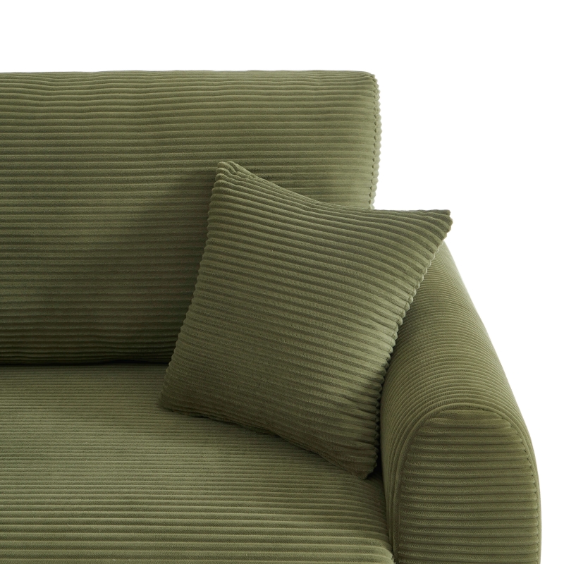 Canapé droit DANILO convertible velours côtelé vert 3 places