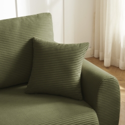 Canapé droit DANILO convertible velours côtelé vert 3 places