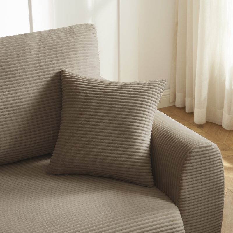 Canapé droit DANILO convertible velours cotelé taupe 3 places