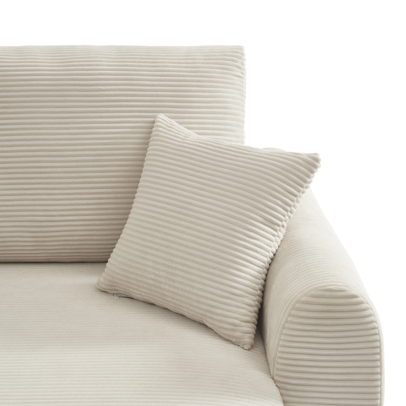 Canapé d'angle DANILO convertible velours côtelé beige 4 places