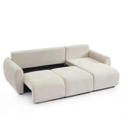 Canapé d'angle DANILO convertible velours côtelé beige 4 places