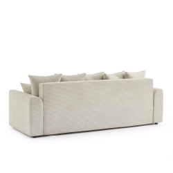 Canapé droit SOLINE convertiblevelours cotêlé beige 3 places