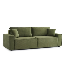 Canapé droit ZOLA convertible velours côtelé vert 3 places